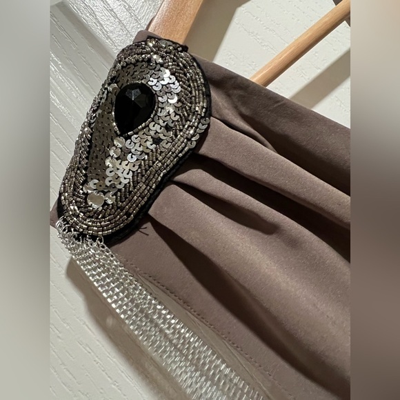 Size 4 - H&M embellished shoulder dress. Low v neck dress. - Picture 3 of 5